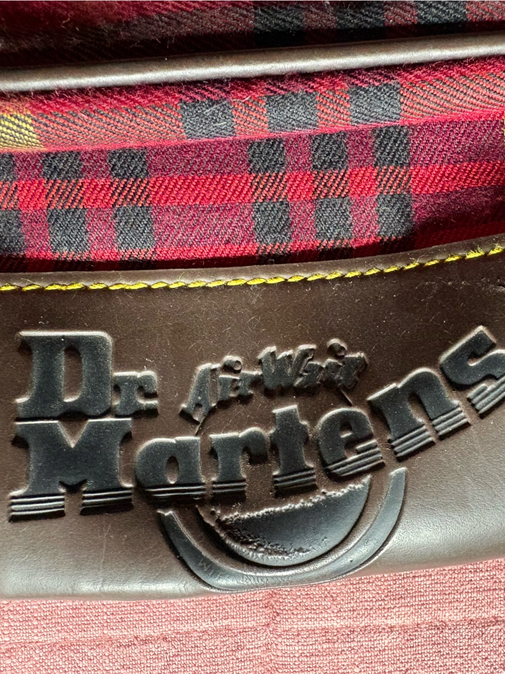 Vtg 90s Dr Martens Red Plaid Backpack- Red Yellow Brown Black- Grunge - Picture 14 of 14